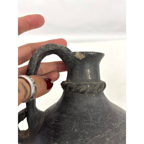 Vintage Handmade Mexican Pottery Pitcher 7" Primitive Style Jug 1970s - Picture 13 of 15